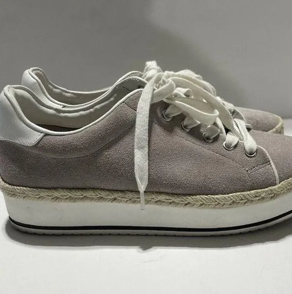 Steve Madden Rule Platform Suede Taupe Sneakers Size 9.5 - Image 4