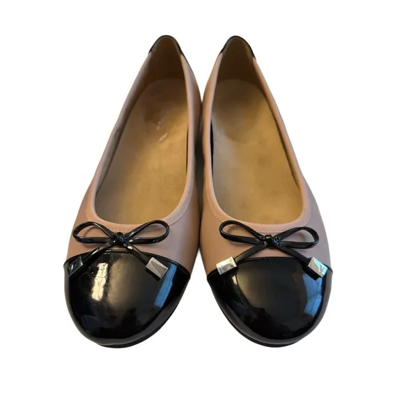 Vionic Cap Toe Ballet Flats Blush Pink BLK Bow Preppy‎ Coquette 9.5 EU41 Slip On - Image 5