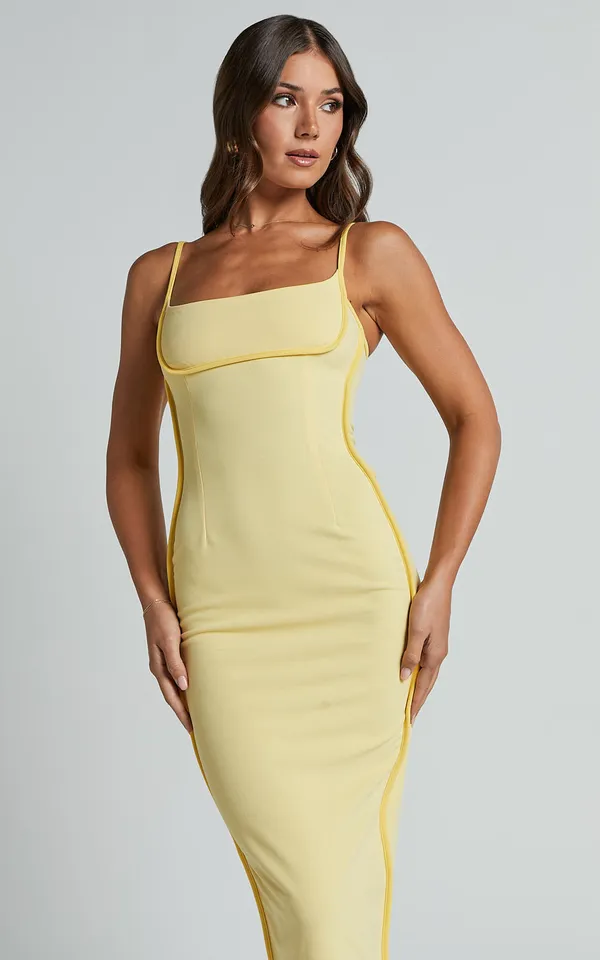 New Showpo ABEGAILLE Midi Dress Bodycon Dress In Lemon - Image 2