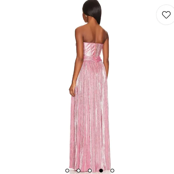 Bronx & Banco Sonny Strapless Cut Out High Slit Maxi Dress Gown in Metallic Rose - Image 2