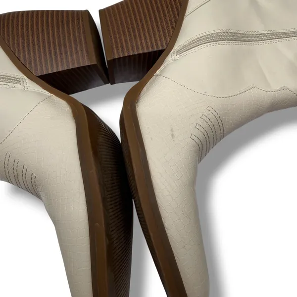 Mix No.‎ 6 Brycen Western Cowboy Boots Womens 9M Cream Faux Snakeskin Block Heel - Image 7
