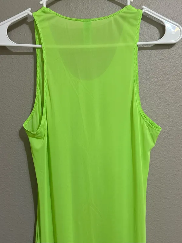 SKIMS Neon Green Sheer Mesh Maxi Dress Swim Coverup Women’s Size Large - Image 9