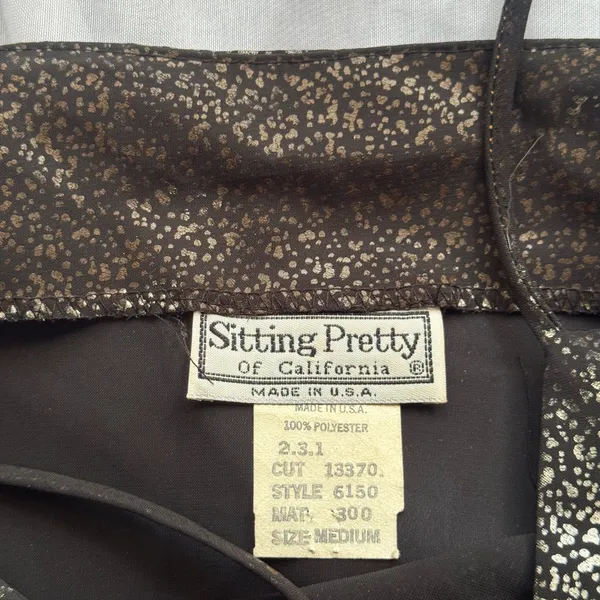 Vintage Sitting Pretty Black Metallic Crackle Cami - Image 4