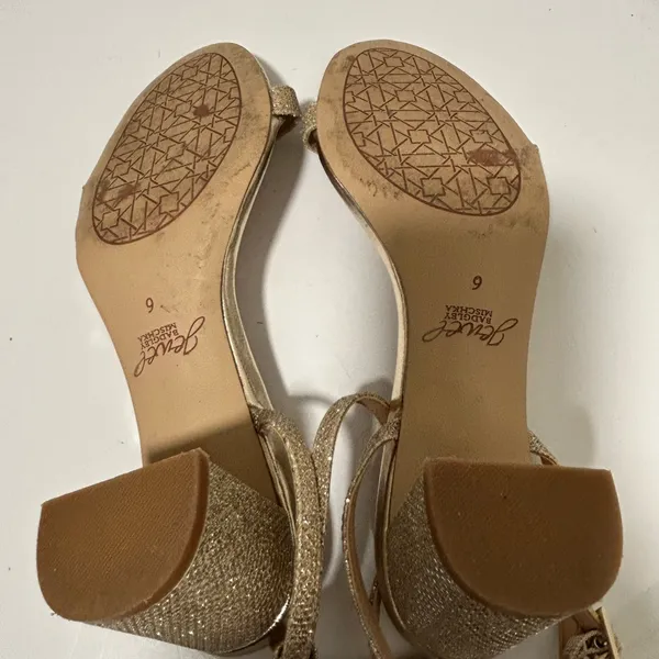 Jewel Badgley Mischka Danni II Block Heel Sandals Gold Silver Size 6 - Image 10