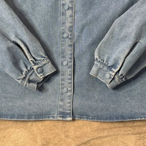 Coastal Cowgirl Western Puff Sleeve‎ Denim Shirt Jacket Womens XL BOHO Shacket - Image 12
