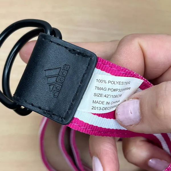 Adidas Women's Pink White‎ Striped Webbing Polyester Belt Metal Buckle Size 42 - Image 2