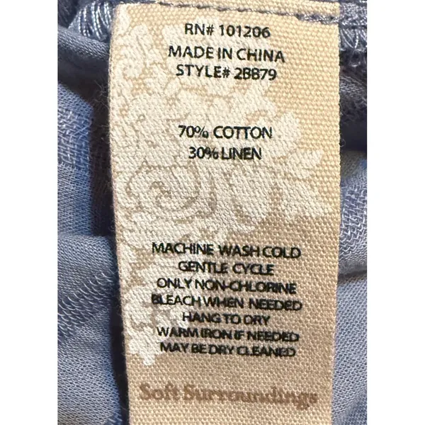 Soft Surroundings Midi Shirt Dress Women S Blue Cotton Linen Good Missing Belt - Image 7