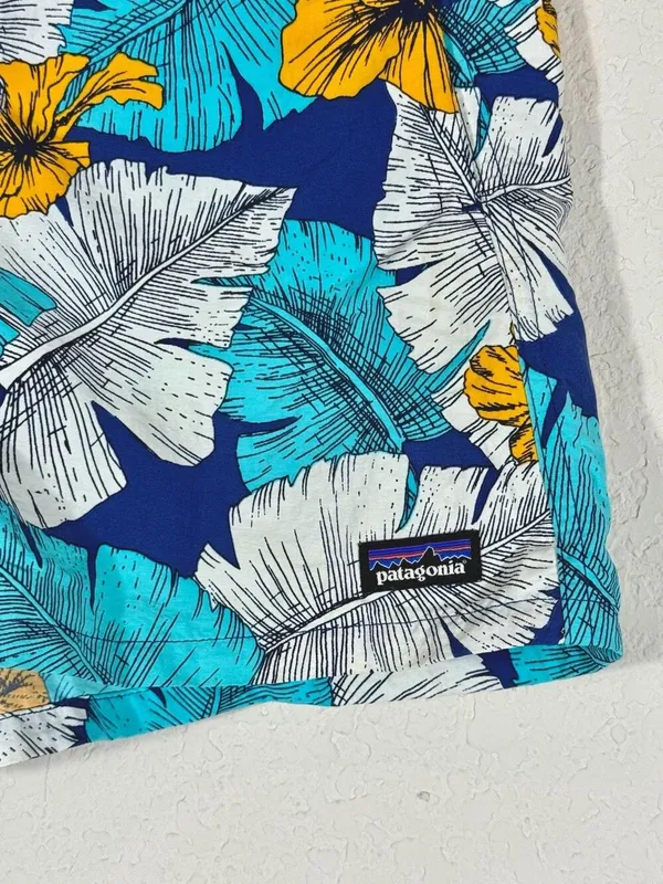 Patagonia Women’s Shorts XS Tropical Floral Blue Nylon Beach Outdoors Baggies - Image 4