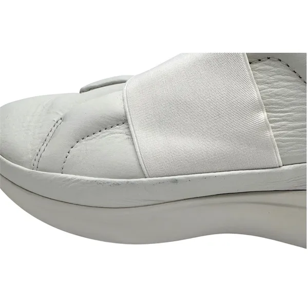 Women’s UGG Libu Stretchy White Leather Slip On Sneakers Sz 8.5 Elastic Narrow - Image 7