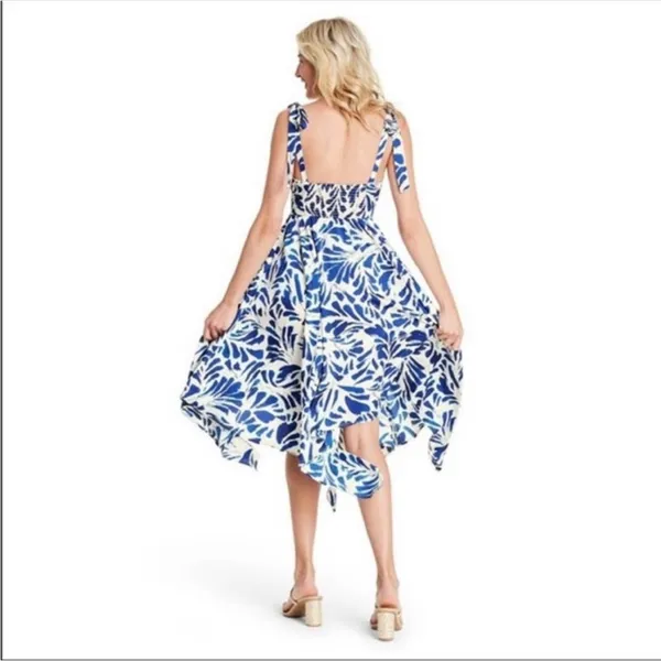 ALEXIS‎ x Target BOTANICAL WHITE BLUE FLORAL SLEEVELESS MIDI Size Small - Image 4