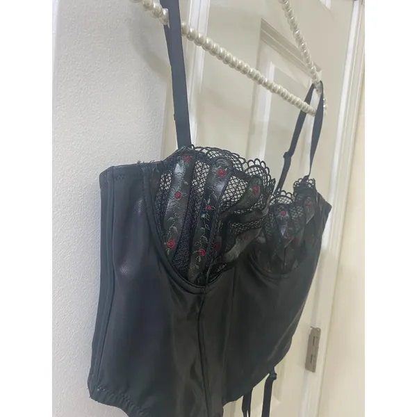 Savage X Fenty Black Bustier Rihanna Renaissance Rose Corset Caviar Size XL - Image 2