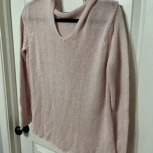 WOODEN SHIPS hooded knit sweater pink size small /‎ medium - Image 2