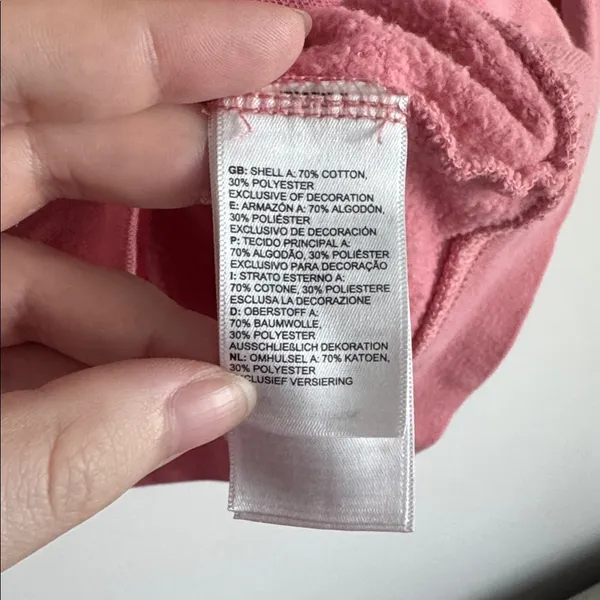 The North Face Women's Soft Pink Hoodie Size L - Image 5