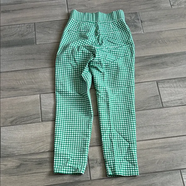 Zara Green and White Checkered Trousers - Image 4