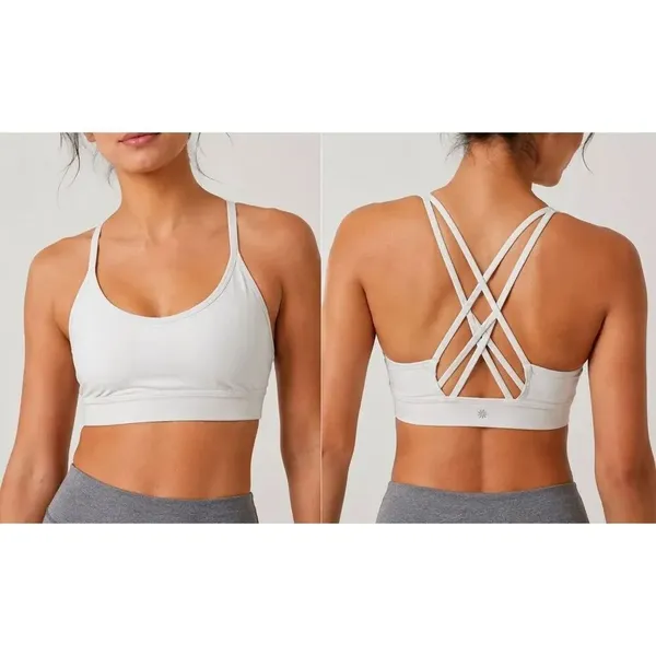 Athleta White Strappy Sports Bra XS Yoga Pilates Activewear - Image 2