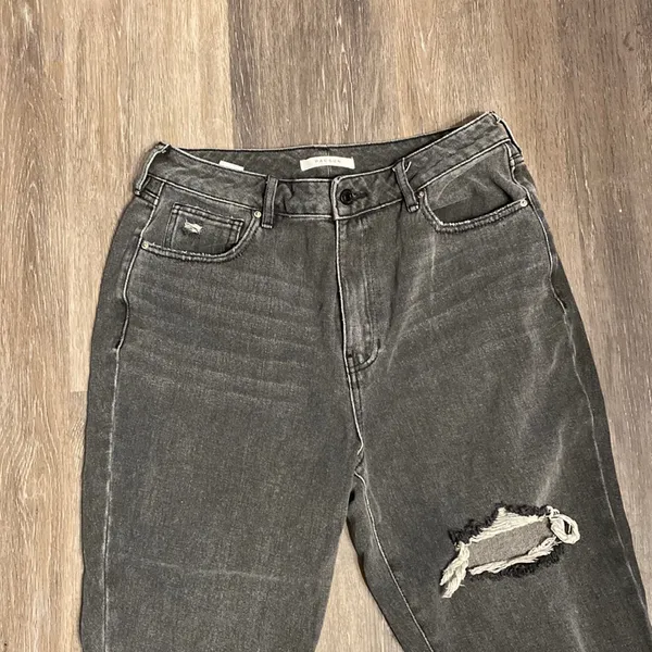 PACSUN Distressed Grey Mom Jeans Size 30 - Image 3