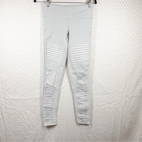 Alo Yoga Light Grey‎ Mid Rise Moto Leggings - Image 3
