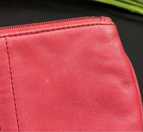 COACH F-42389 Reddish Pink Pebbled Leather Small Wristlet - Image 9