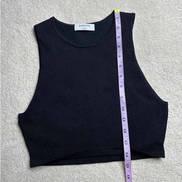 Babaton: Black High Neck Knit Crop Top - Image 6