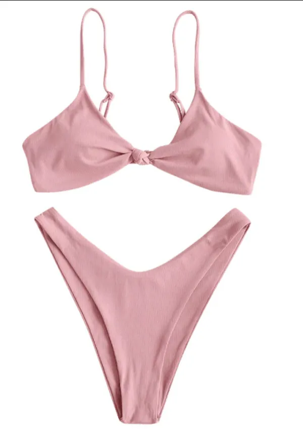 Zaful Ribbed Knot Brazilian Bikini - Image 5