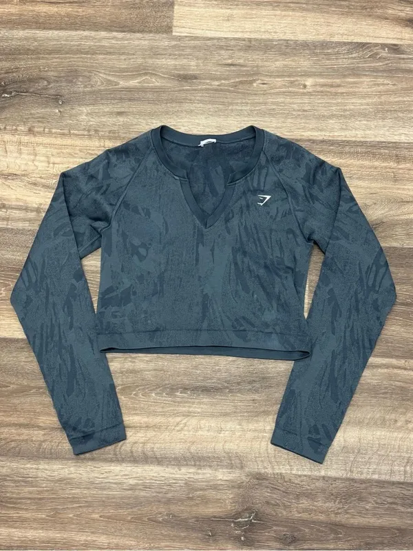 Gymshark Adapt Camo Seamless Long Sleeve Top Titanium Blue Women’s Large - Image 2