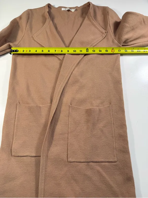 Lightweight Cream Open-Front Long Cardigan with Pockets NWOT - Image 4