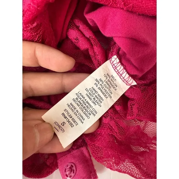 Ambiance Hot Pink Lace Bodysuit Women’s Size Small - Image 3