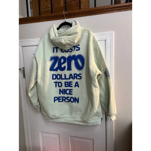 Mayfair Group "It Costs $0.00 To Be A Nice Person" hoodie in a light green L-xl - Image 3