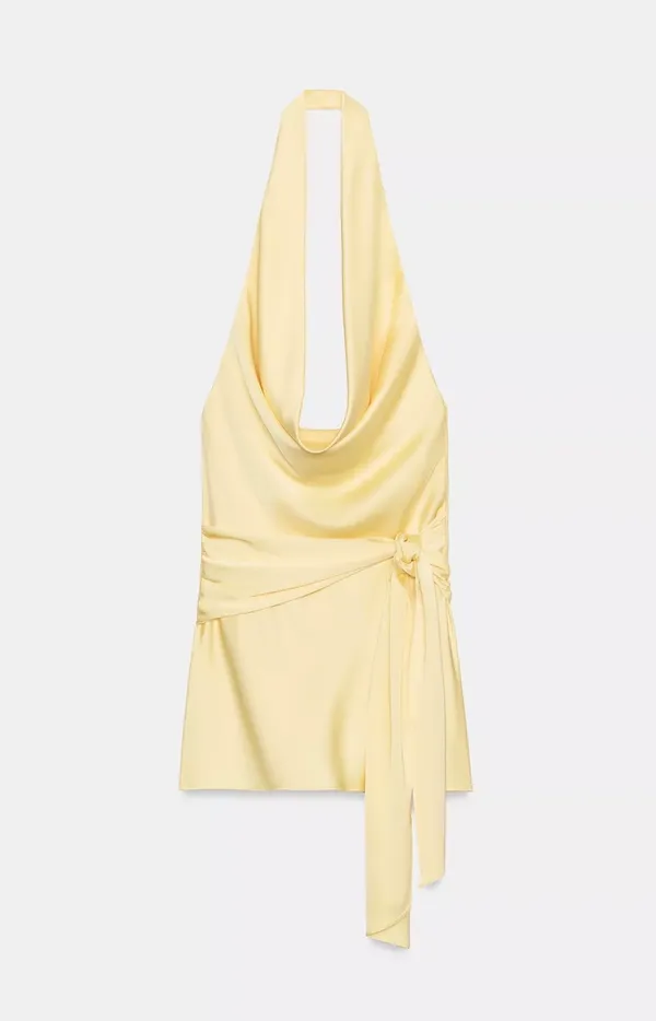 ZARA Satin Dress Effect Yellow - Image 2