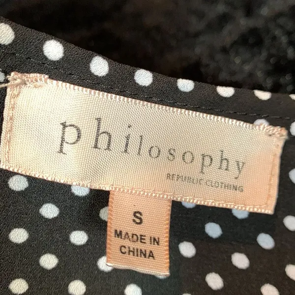 Philosophy Black and White Polka Dot Sleeveless Tank Top Semi Sheer Size S - Image 3
