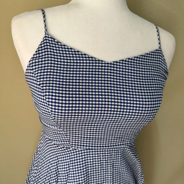 OLD NAVY Blue Gingham Fit & Flare Dress - size XS - Image 8