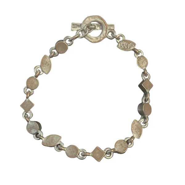 Vintage M4M Multicolor Gemstone Toggle Bracelet Silver - Image 3