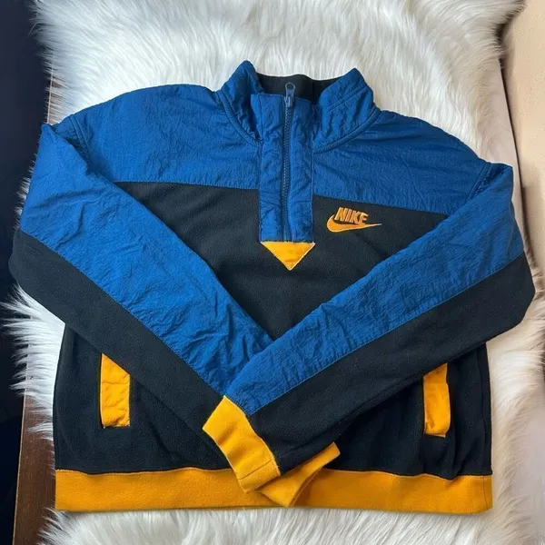 NIKE BLUE AND ORANGE POLAR FLEECE HALF ZIP SWEATSHIRT Size XS - Image 8