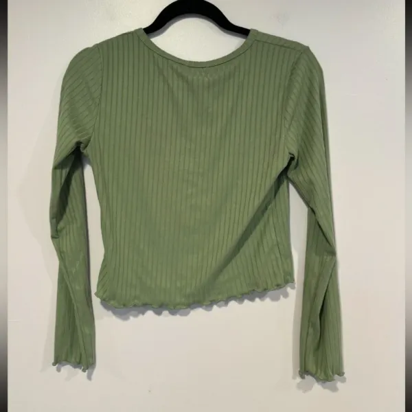 Green ribbed button‎ front shirt - Image 3