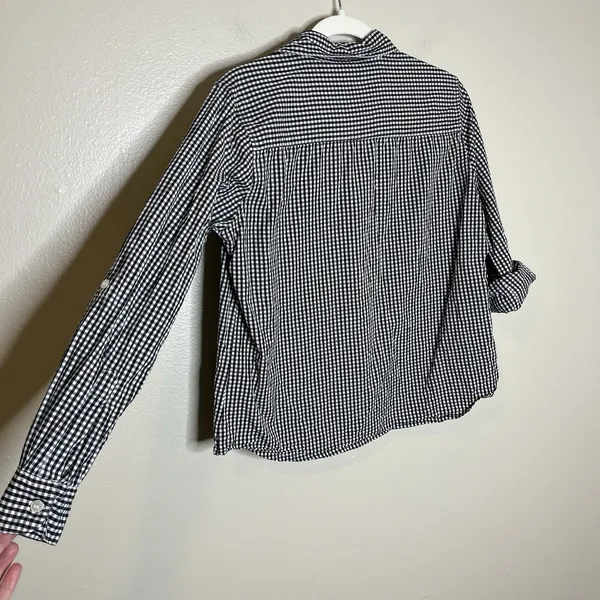 Women's Vtg Button 100 cotton‎ Gingham Plaid Sun Floral Embroiderd Boho Preppy M - Image 6