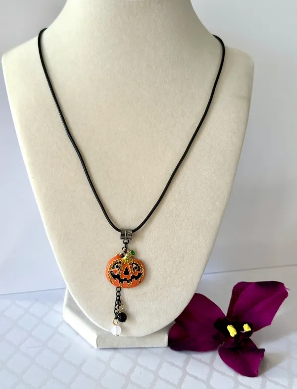 Halloween Pumpkin Necklace (468) 🎃 Orange - Image 2