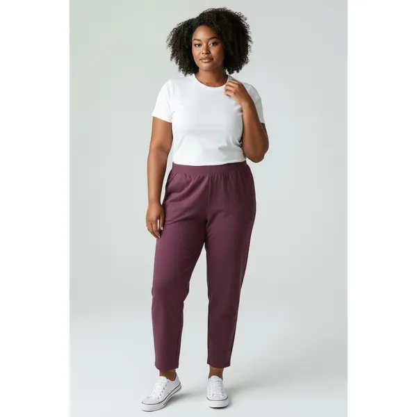 Athletic Works Womens Pants Sz 1X 16W-18W Purple (Maroon) Fleece Stretch Casual - Image 5