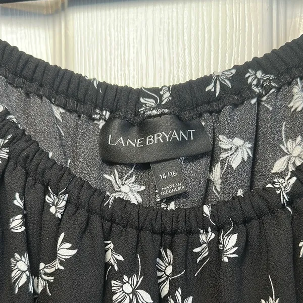 Lane Bryant Black White floral Ruffled Tiered high low off the shoulder Sundress - Image 3