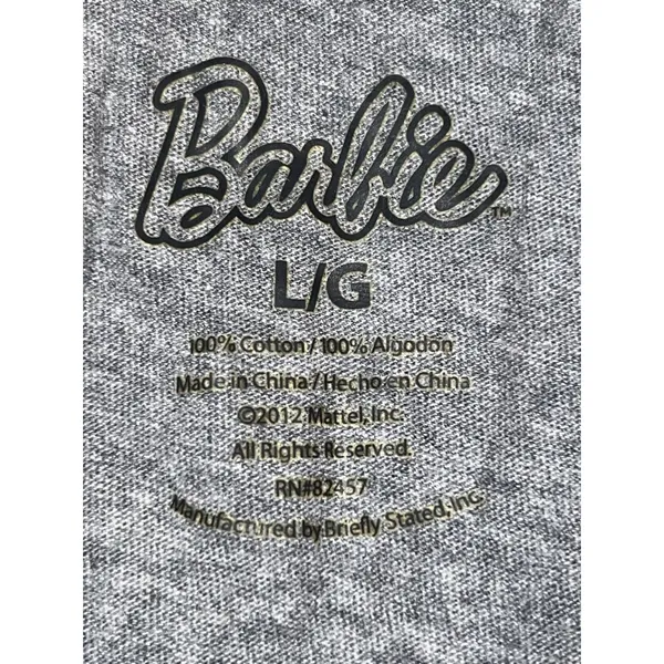 Barbie Mattel Little Doll Big Dreams Tee‎ Shirt Gray Large Juniors Slim NWT - Image 7