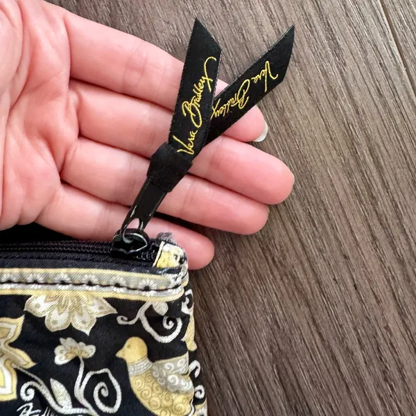 Vera Bradley Yellowbird Shoulder Bag Zip Top Retired Black Yellow Floral - Image 5