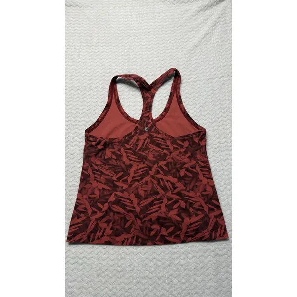 Lululemon Womens Cool Racerback Tank Top Nulu Spray Leaf Fireside Red 6 - Image 2