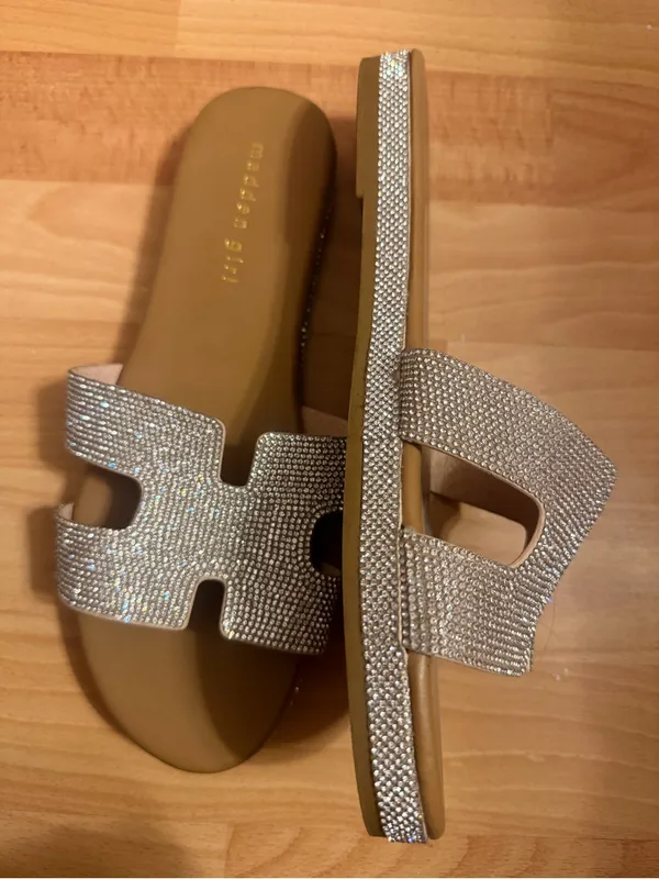 Madden Girl Sparkling Silver Cutout Slide Sandals - Image 2