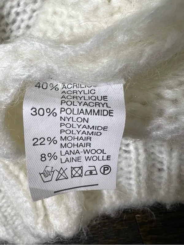 Cream Open Front Knit Mohair Blend Cardigan Sweater - Image 6