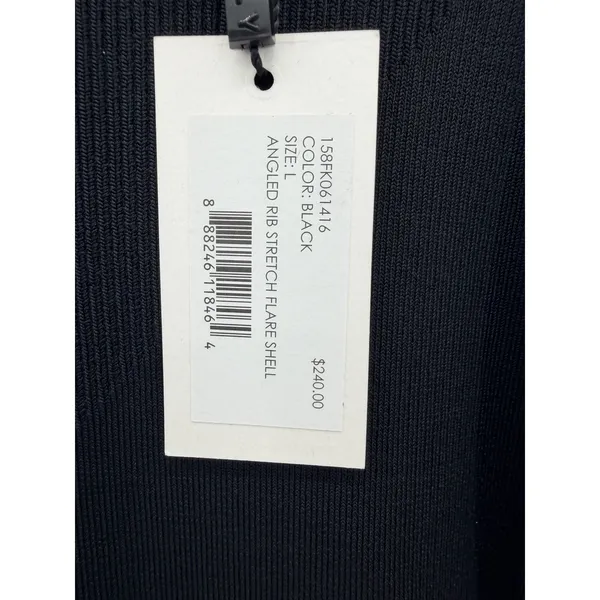 Milly Angled Rib Stretch Flare Shell Black‎ Sleeveless Zip Back Knit Top NWT L - Image 2