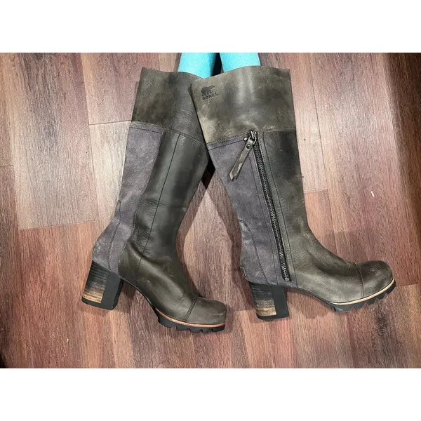 SOREL Addington Tall Waterproof Leather Knee High Lug Heel Boots 7.5 - Image 4