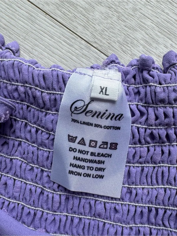 Senina, Lilac Tiered Linen blend Maxi Dress with Spaghetti Straps - Image 4