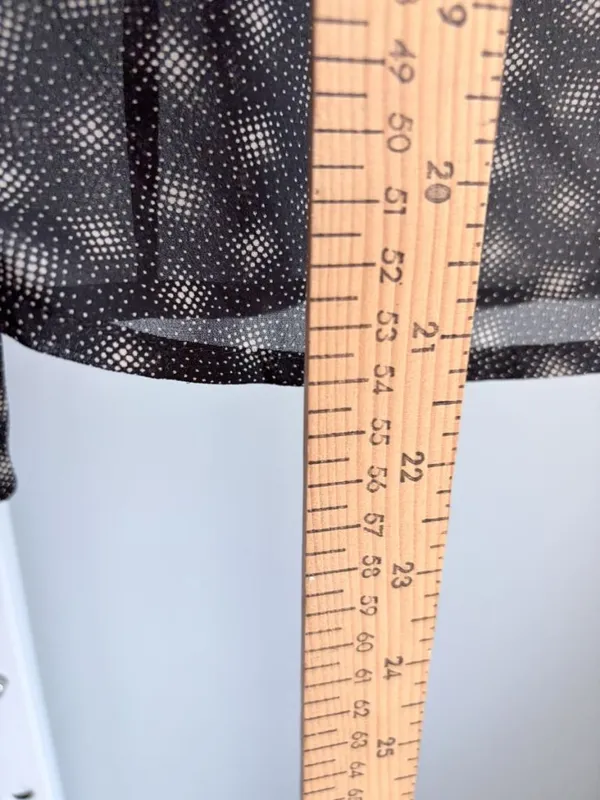 Old Navy Vintage Sheer Gray Polka Dot Tie Neck Sleeveless Blouse Pussybow XS - Image 6