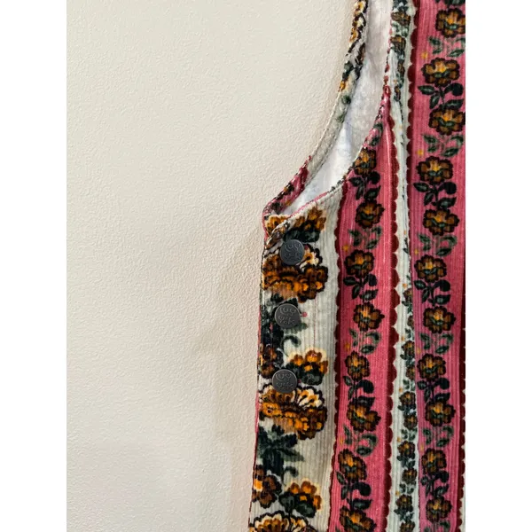 Lucy Yak Layla Corduroy Floral Overall Mini Dress Organic Cotton‎ Size US 2 - Image 4