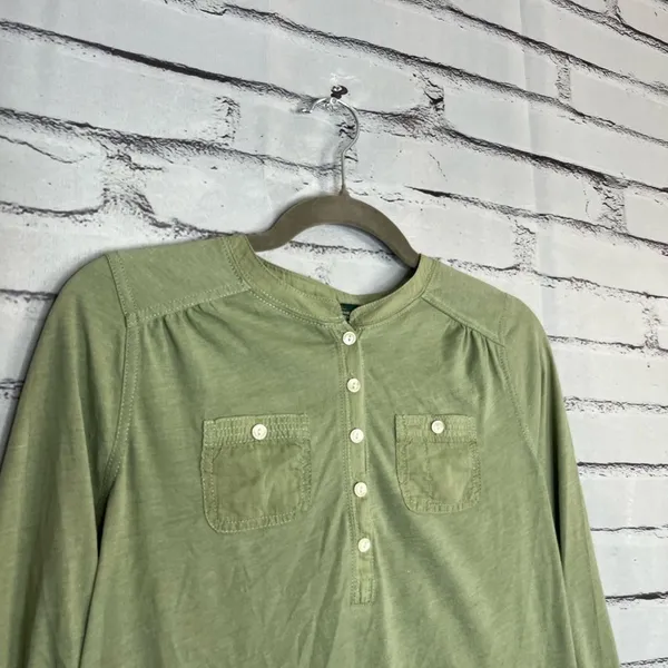 Lauren Ralph Lauren Green Button Blouse Longsleeve S Y2K Preppy Minimal Slim Fit - Image 3
