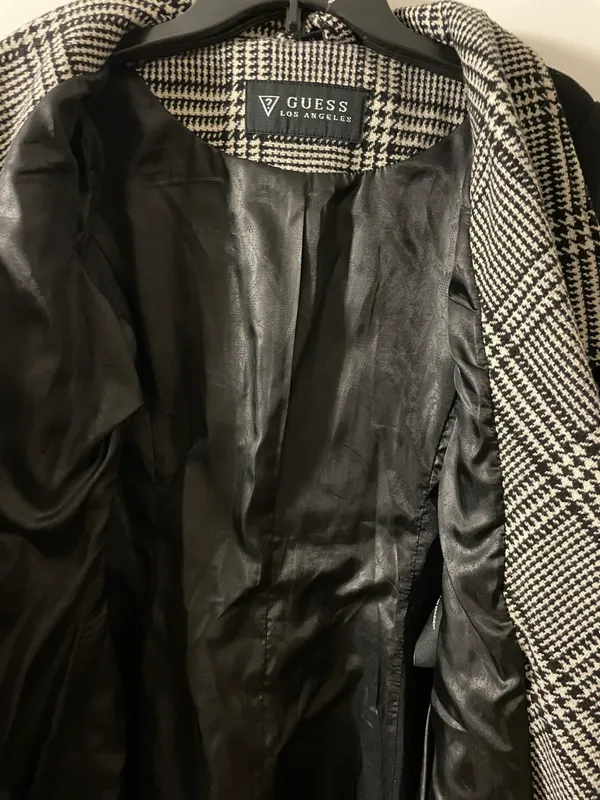 Glen Plaid Detail Skirt Wool Blend Coat - Image 6